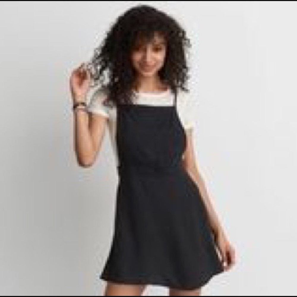 NWT AEO Black and White Polka Dot Apron Dress